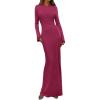 imagePRETTYGARDEN Womens Fall Fashion 2025 Long Sleeve Maxi Dress Ribbed Knit Boat Neck Bodycon Casual Dresses Going Out OutfitsRose Red