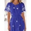imagePRETTYGARDEN Boho Dresses for Women 2026 Summer Spring Casual Floral Short Sleeve V Neck Maxi Elastic Waist Dress PocketsRoyal Blue White Flower
