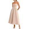 imagePRETTYGARDEN Cocktail Dresses for Women 2026 Summer Formal Elegant Tube Top Strapless Spring Wedding Guest Party Midi DressBeige