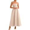 imagePRETTYGARDEN Cocktail Dresses for Women 2026 Summer Formal Elegant Tube Top Strapless Spring Wedding Guest Party Midi DressBeige