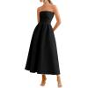 imagePRETTYGARDEN Cocktail Dresses for Women 2026 Summer Formal Elegant Tube Top Strapless Spring Wedding Guest Party Midi DressBlack