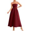 imagePRETTYGARDEN Cocktail Dresses for Women 2026 Summer Formal Elegant Tube Top Strapless Spring Wedding Guest Party Midi DressBurgundy