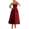 imagePRETTYGARDEN Cocktail Dresses for Women 2026 Summer Formal Elegant Tube Top Strapless Spring Wedding Guest Party Midi DressBurgundy