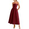 imagePRETTYGARDEN Cocktail Dresses for Women 2026 Summer Formal Elegant Tube Top Strapless Spring Wedding Guest Party Midi DressBurgundy