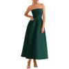 imagePRETTYGARDEN Cocktail Dresses for Women 2026 Summer Formal Elegant Tube Top Strapless Spring Wedding Guest Party Midi DressDark Green
