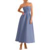 imagePRETTYGARDEN Cocktail Dresses for Women 2026 Summer Formal Elegant Tube Top Strapless Spring Wedding Guest Party Midi DressGrey Blue
