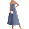 imagePRETTYGARDEN Cocktail Dresses for Women 2026 Summer Formal Elegant Tube Top Strapless Spring Wedding Guest Party Midi DressGrey Blue