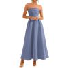 imagePRETTYGARDEN Cocktail Dresses for Women 2026 Summer Formal Elegant Tube Top Strapless Spring Wedding Guest Party Midi DressGrey Blue