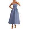 imagePRETTYGARDEN Cocktail Dresses for Women 2026 Summer Formal Elegant Tube Top Strapless Spring Wedding Guest Party Midi DressGrey Blue