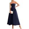 imagePRETTYGARDEN Cocktail Dresses for Women 2026 Summer Formal Elegant Tube Top Strapless Spring Wedding Guest Party Midi DressNavy