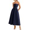 imagePRETTYGARDEN Cocktail Dresses for Women 2026 Summer Formal Elegant Tube Top Strapless Spring Wedding Guest Party Midi DressNavy