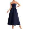 imagePRETTYGARDEN Cocktail Dresses for Women 2026 Summer Formal Elegant Tube Top Strapless Spring Wedding Guest Party Midi DressNavy