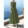 imagePRETTYGARDEN Summer Dresses for Women 2026 Sundresses Sleeveless V Neck Eyelet A Line Flowy Beach Vacation Spring Maxi DressArmy Green