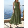 imagePRETTYGARDEN Summer Dresses for Women 2026 Sundresses Sleeveless V Neck Eyelet A Line Flowy Beach Vacation Spring Maxi DressArmy Green