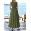 imagePRETTYGARDEN Summer Dresses for Women 2026 Sundresses Sleeveless V Neck Eyelet A Line Flowy Beach Vacation Spring Maxi DressArmy Green