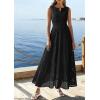 imagePRETTYGARDEN Summer Dresses for Women 2026 Sundresses Sleeveless V Neck Eyelet A Line Flowy Beach Vacation Spring Maxi DressBlack
