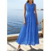 imagePRETTYGARDEN Summer Dresses for Women 2026 Sundresses Sleeveless V Neck Eyelet A Line Flowy Beach Vacation Spring Maxi DressBlue