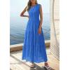 imagePRETTYGARDEN Summer Dresses for Women 2026 Sundresses Sleeveless V Neck Eyelet A Line Flowy Beach Vacation Spring Maxi DressBlue