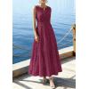imagePRETTYGARDEN Summer Dresses for Women 2026 Sundresses Sleeveless V Neck Eyelet A Line Flowy Beach Vacation Spring Maxi DressBurgundy