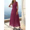 imagePRETTYGARDEN Summer Dresses for Women 2026 Sundresses Sleeveless V Neck Eyelet A Line Flowy Beach Vacation Spring Maxi DressBurgundy