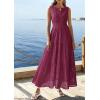 imagePRETTYGARDEN Summer Dresses for Women 2026 Sundresses Sleeveless V Neck Eyelet A Line Flowy Beach Vacation Spring Maxi DressBurgundy