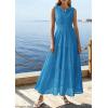 imagePRETTYGARDEN Summer Dresses for Women 2026 Sundresses Sleeveless V Neck Eyelet A Line Flowy Beach Vacation Spring Maxi DressLake Blue