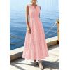 imagePRETTYGARDEN Summer Dresses for Women 2026 Sundresses Sleeveless V Neck Eyelet A Line Flowy Beach Vacation Spring Maxi DressPink