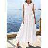 imagePRETTYGARDEN Summer Dresses for Women 2026 Sundresses Sleeveless V Neck Eyelet A Line Flowy Beach Vacation Spring Maxi DressWhite