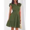 imagePRETTYGARDEN Womens 2026 Summer Sundresses Eyelet Cap Sleeve V Neck Short Boho Wedding Guest Dress Beach Vacation ClothesArmy Green