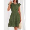 imagePRETTYGARDEN Womens 2026 Summer Sundresses Eyelet Cap Sleeve V Neck Short Boho Wedding Guest Dress Beach Vacation ClothesArmy Green