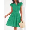 imagePRETTYGARDEN Womens 2026 Summer Sundresses Eyelet Cap Sleeve V Neck Short Boho Wedding Guest Dress Beach Vacation ClothesGreen