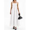imagePRETTYGARDEN Womens Sleeveless Maxi Summer Dresses 2026 Hollow Out Eyelet Square Neck Ruffle Flowy Beach Vacation SundressWhite