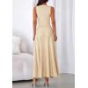 imagePRETTYGARDEN Womens Summer Casual Dresses 2026 Spring Sleeveless V Neck Midi Business Work A Line Pleated Cocktail DressBeige