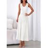 imagePRETTYGARDEN Womens Summer Casual Dresses 2026 Spring Sleeveless V Neck Midi Business Work A Line Pleated Cocktail DressWhite