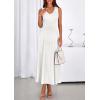 imagePRETTYGARDEN Womens Summer Casual Dresses 2026 Spring Sleeveless V Neck Midi Business Work A Line Pleated Cocktail DressWhite