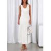 imagePRETTYGARDEN Womens Summer Casual Dresses 2026 Spring Sleeveless V Neck Midi Business Work A Line Pleated Cocktail DressWhite