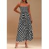 imagePRETTYGARDEN Womens Summer Dresses 2026 Spring Sleeveless Spaghetti Straps Casual Midi Dress Polka Dot Smocked Beach SundressBlack