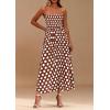 imagePRETTYGARDEN Womens Summer Dresses 2026 Spring Sleeveless Spaghetti Straps Casual Midi Dress Polka Dot Smocked Beach SundressBrown