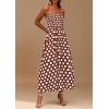 imagePRETTYGARDEN Womens Summer Dresses 2026 Spring Sleeveless Spaghetti Straps Casual Midi Dress Polka Dot Smocked Beach SundressBrown