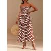 imagePRETTYGARDEN Womens Summer Dresses 2026 Spring Sleeveless Spaghetti Straps Casual Midi Dress Polka Dot Smocked Beach SundressBrown