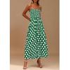 imagePRETTYGARDEN Womens Summer Dresses 2026 Spring Sleeveless Spaghetti Straps Casual Midi Dress Polka Dot Smocked Beach SundressGreen