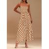 imagePRETTYGARDEN Womens Summer Dresses 2026 Spring Sleeveless Spaghetti Straps Casual Midi Dress Polka Dot Smocked Beach SundressKhaki