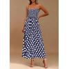 imagePRETTYGARDEN Womens Summer Dresses 2026 Spring Sleeveless Spaghetti Straps Casual Midi Dress Polka Dot Smocked Beach SundressNavy Blue