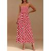 imagePRETTYGARDEN Womens Summer Dresses 2026 Spring Sleeveless Spaghetti Straps Casual Midi Dress Polka Dot Smocked Beach SundressRed