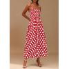 imagePRETTYGARDEN Womens Summer Dresses 2026 Spring Sleeveless Spaghetti Straps Casual Midi Dress Polka Dot Smocked Beach SundressRed