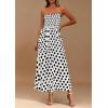 imagePRETTYGARDEN Womens Summer Dresses 2026 Spring Sleeveless Spaghetti Straps Casual Midi Dress Polka Dot Smocked Beach SundressWhite