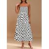 imagePRETTYGARDEN Womens Summer Dresses 2026 Spring Sleeveless Spaghetti Straps Casual Midi Dress Polka Dot Smocked Beach SundressWhite
