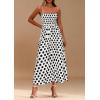 imagePRETTYGARDEN Womens Summer Dresses 2026 Spring Sleeveless Spaghetti Straps Casual Midi Dress Polka Dot Smocked Beach SundressWhite