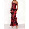 imagePRETTYGARDEN Womens Summer One Shoulder Maxi Dress 2026 Floral Sleeveless Bodycon Mesh Long Formal Wedding Guest DressesBlack Red Flower