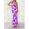 imagePRETTYGARDEN Womens Summer One Shoulder Maxi Dress 2026 Floral Sleeveless Bodycon Mesh Long Formal Wedding Guest DressesPurple Flower